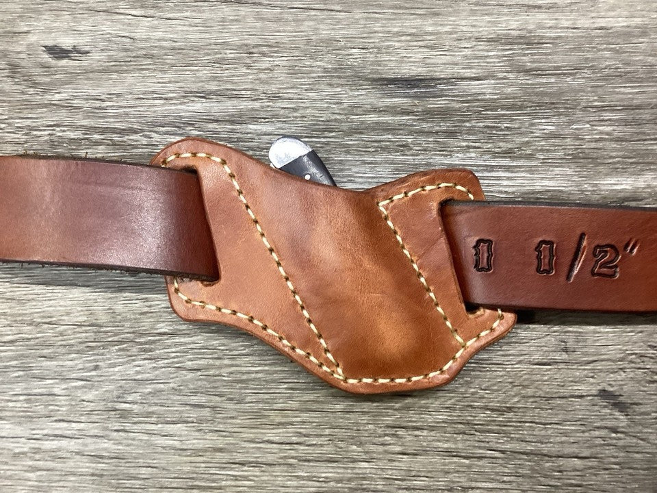 Bridle Leather Folding Pocket Knife Sheath Mini Trapper(Sheath Only)
