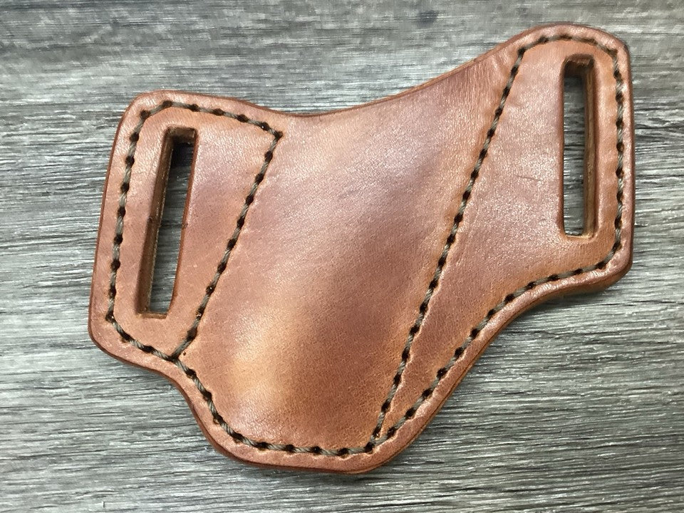 Bridle Leather Folding Pocket Knife Sheath Trapper(Sheath Only)