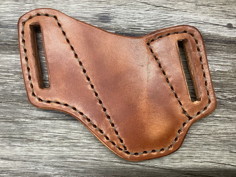 Bridle Leather Folding Pocket Knife Sheath Trapper(Sheath Only)