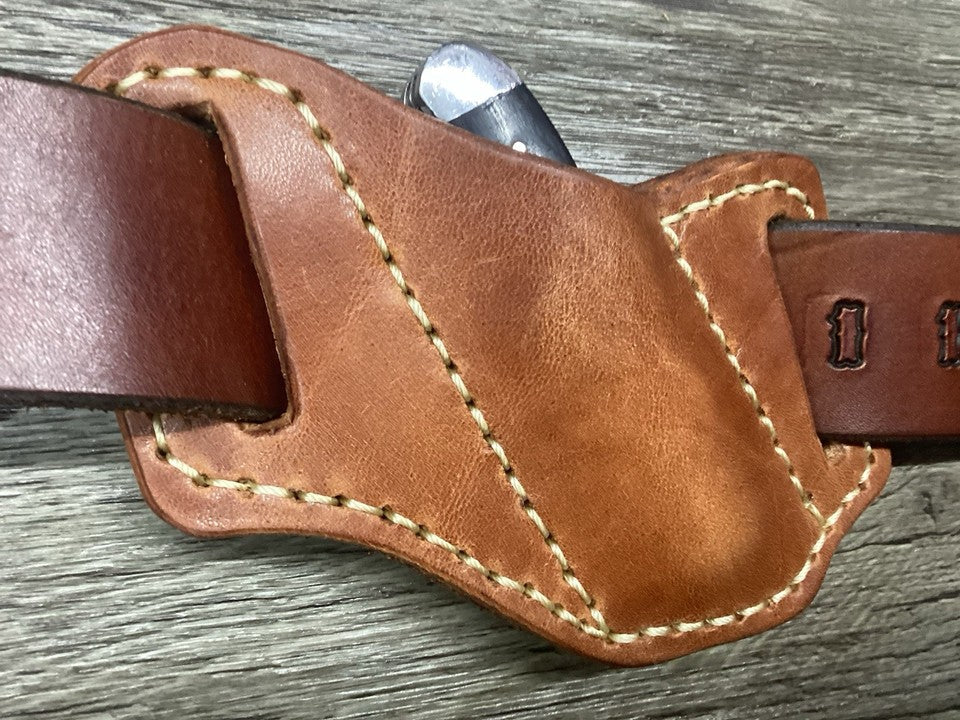 Bridle Leather Folding Pocket Knife Sheath Mini Trapper(Sheath Only)
