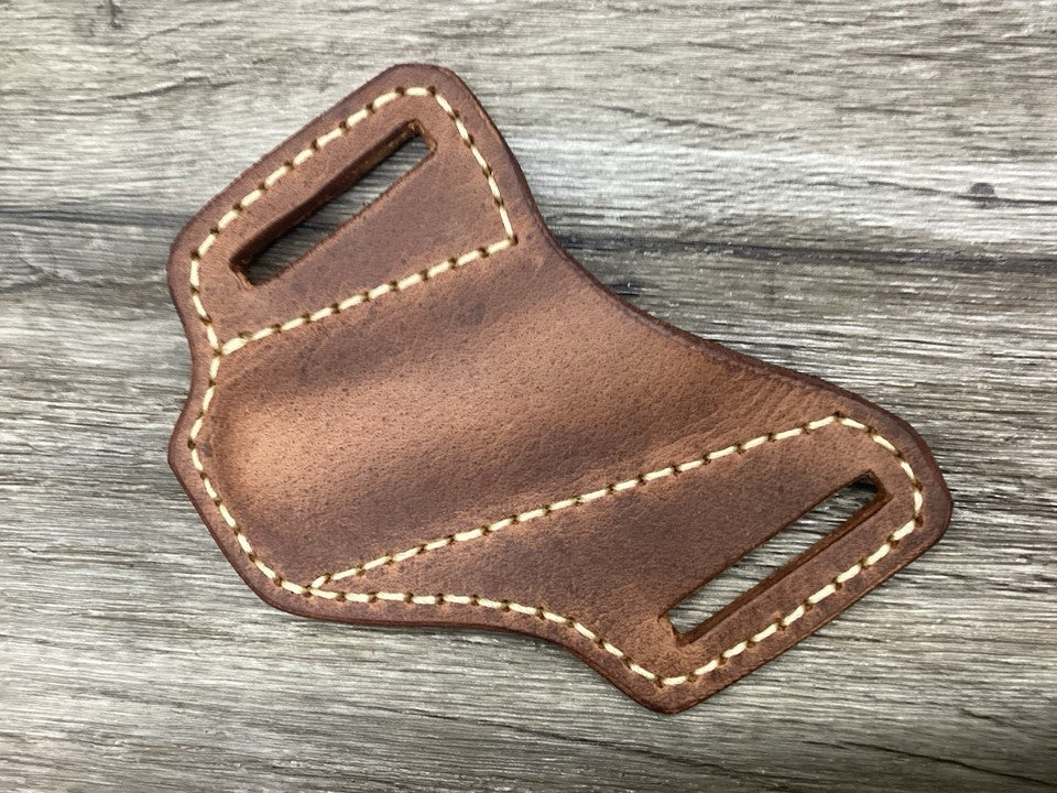 Buffalo Leather Folding Knife Sheath Trapper 4 1/8" Size(Sheath Only)