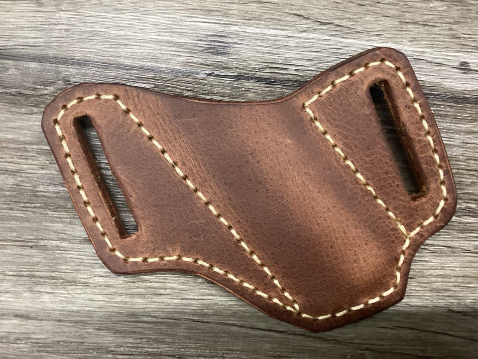 Buffalo Leather Folding Knife Sheath Trapper 4 1/8" Size(Sheath Only)