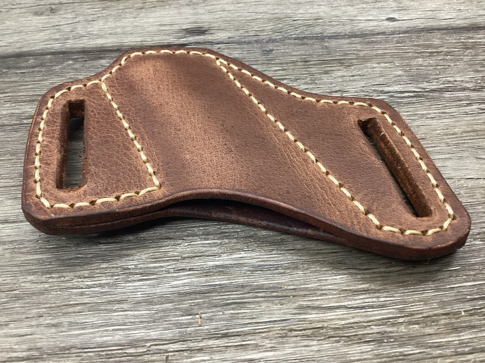 Buffalo Leather Folding Knife Sheath Trapper 4 1/8" Size(Sheath Only)
