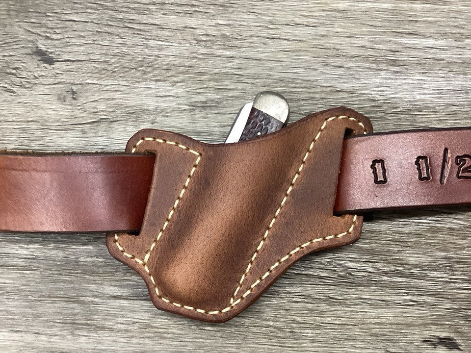 Buffalo Leather Folding Knife Sheath Trapper 4 1/8" Size(Sheath Only)
