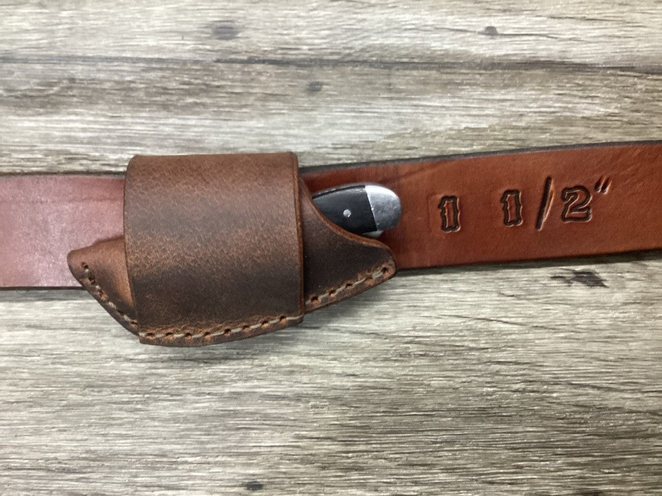 Buffalo Leather Folding Knife Sheath Mini Trapper Size(Sheath Only)