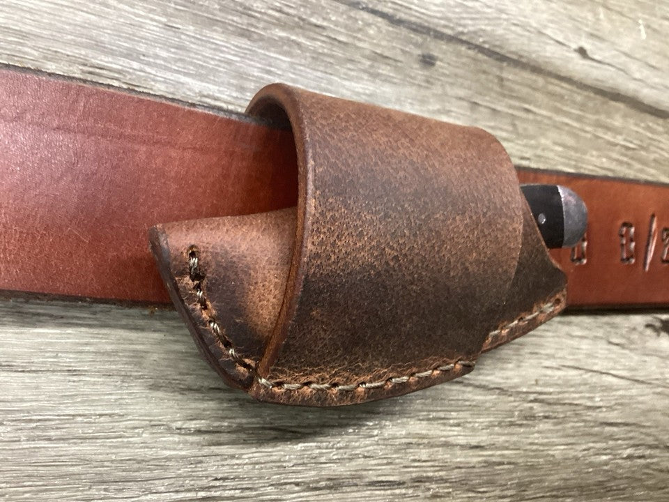 Buffalo Leather Folding Knife Sheath Mini Trapper Size(Sheath Only)