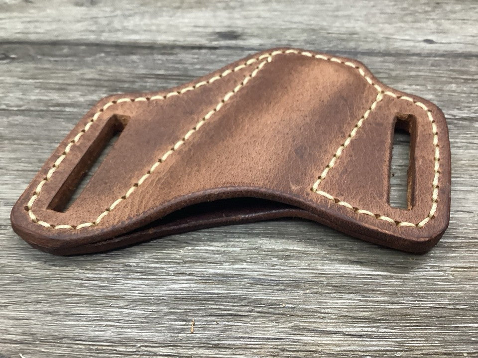 Buffalo Leather Folding Knife Sheath Trapper 4 1/8" Size(Sheath Only)