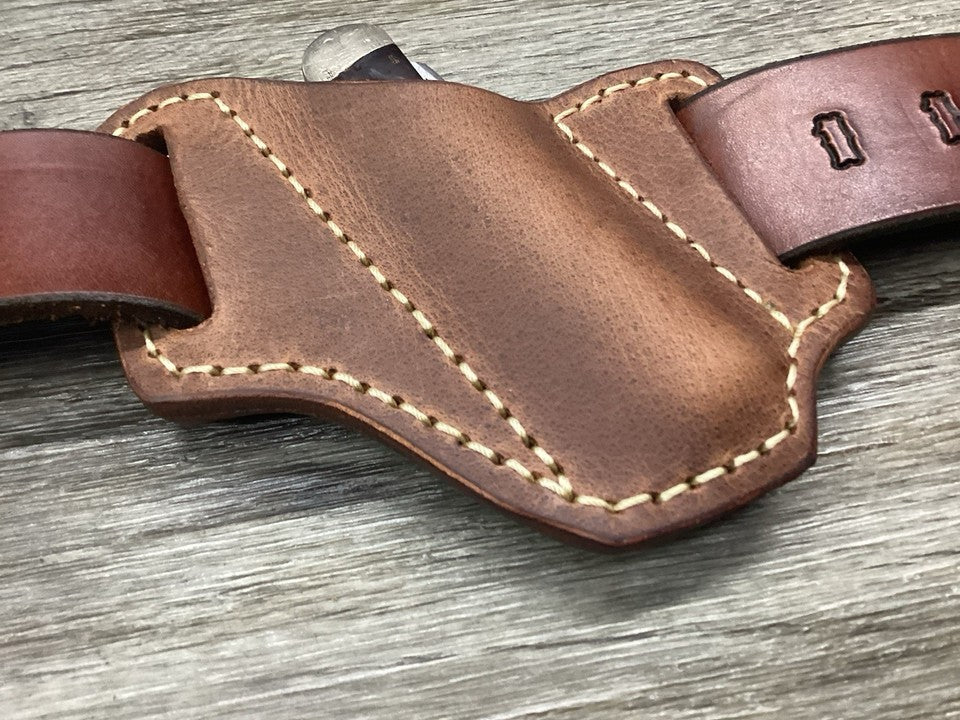 Buffalo Leather Folding Knife Sheath Trapper 4 1/8" Size(Sheath Only)