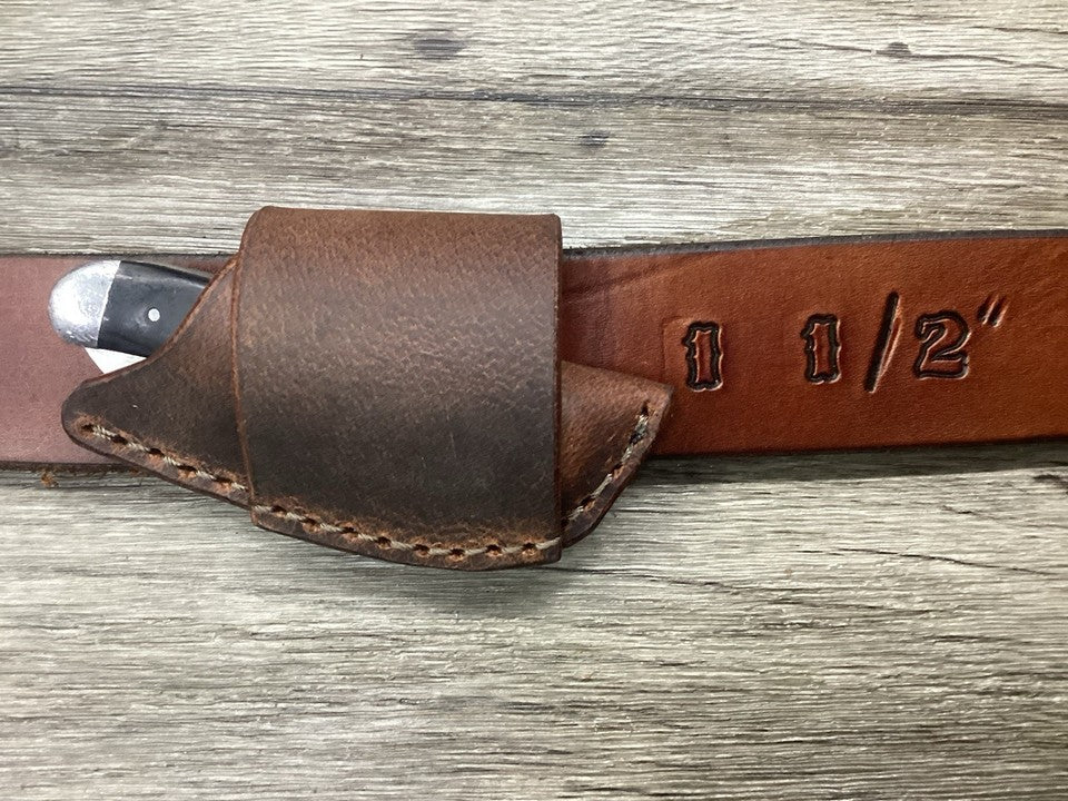 Buffalo Leather Folding Knife Sheath Mini Trapper Size(Sheath Only)