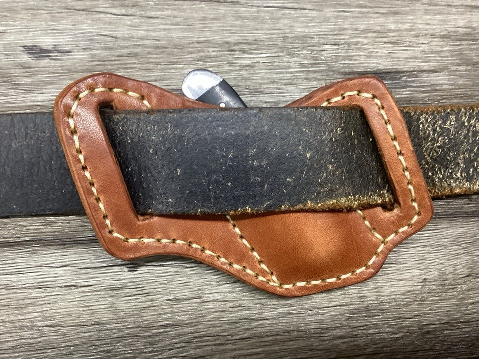 Bridle Leather Folding Pocket Knife Sheath Mini Trapper(Sheath Only)