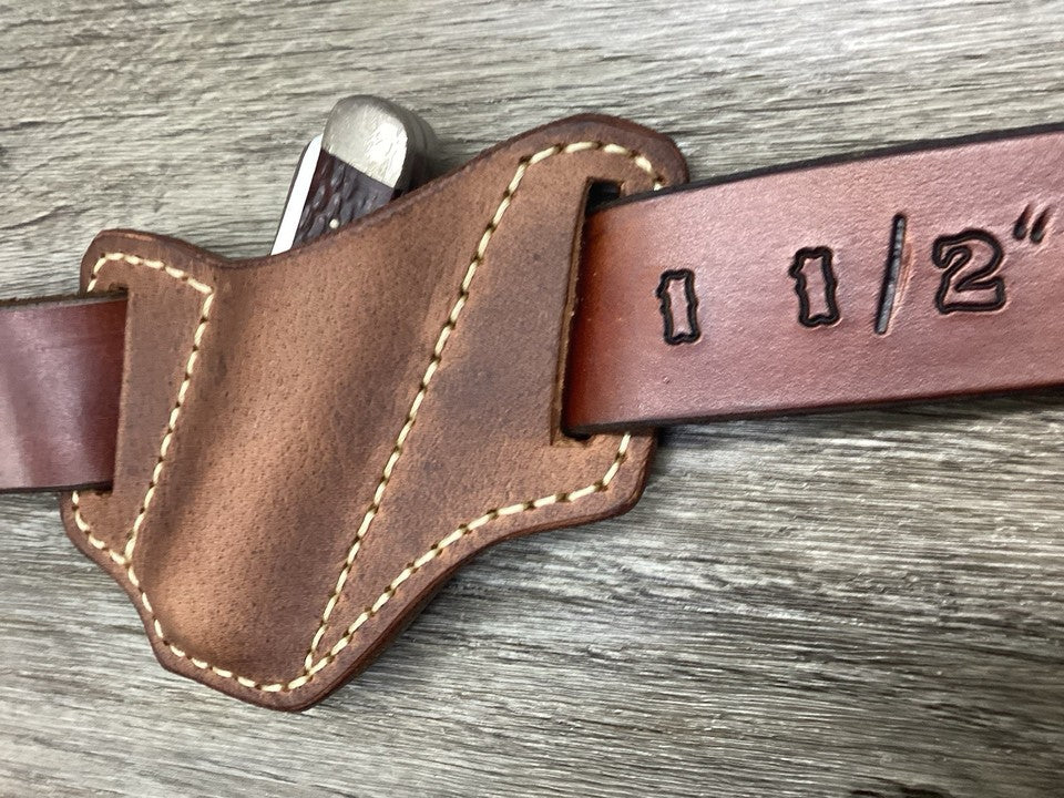 Buffalo Leather Folding Knife Sheath Trapper 4 1/8" Size(Sheath Only)
