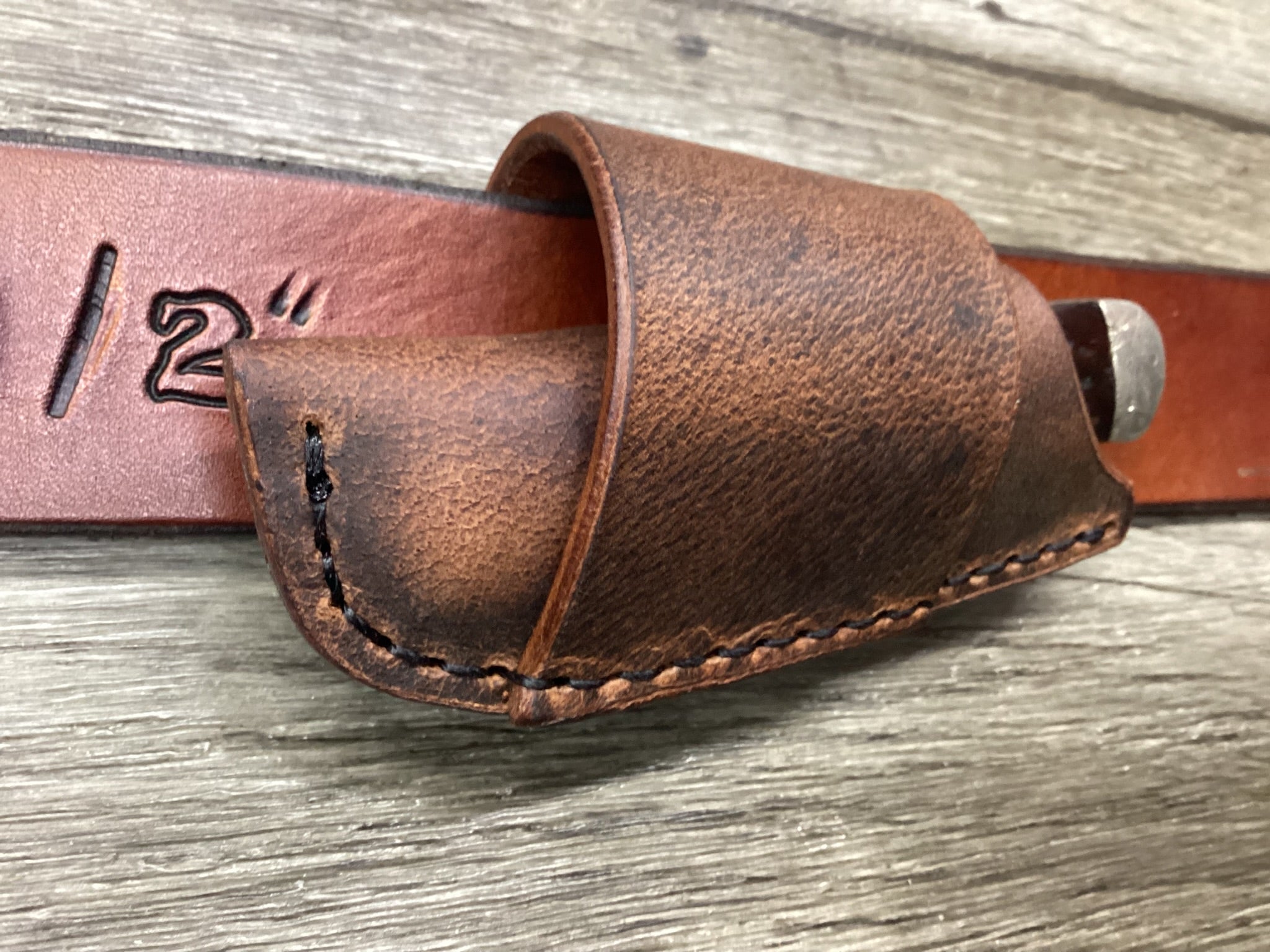 Buffalo Leather Folding Knife Sheath Trapper 4 1/8" Size(Sheath Only)