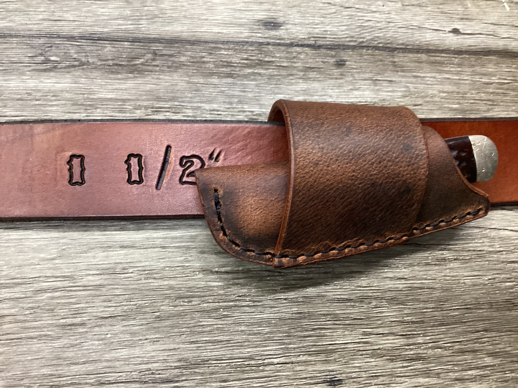 Buffalo Leather Folding Knife Sheath Trapper 4 1/8" Size(Sheath Only)