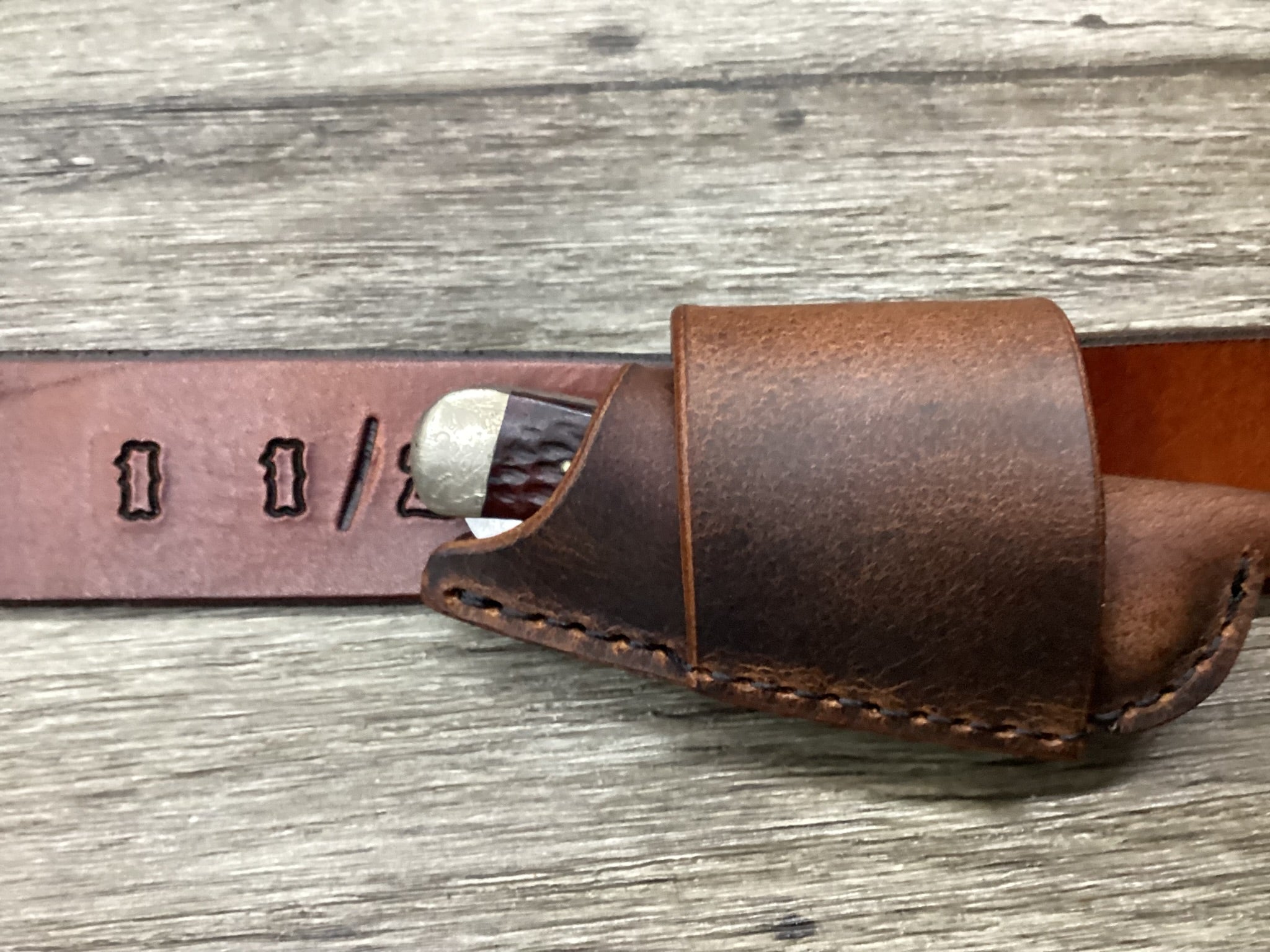 Buffalo Leather Folding Knife Sheath Trapper 4 1/8" Size(Sheath Only)