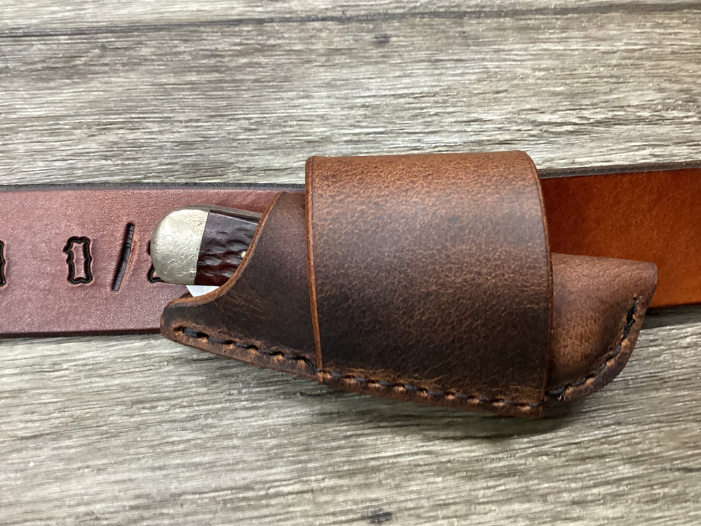 Buffalo Leather Folding Knife Sheath Trapper 4 1/8" Size(Sheath Only)