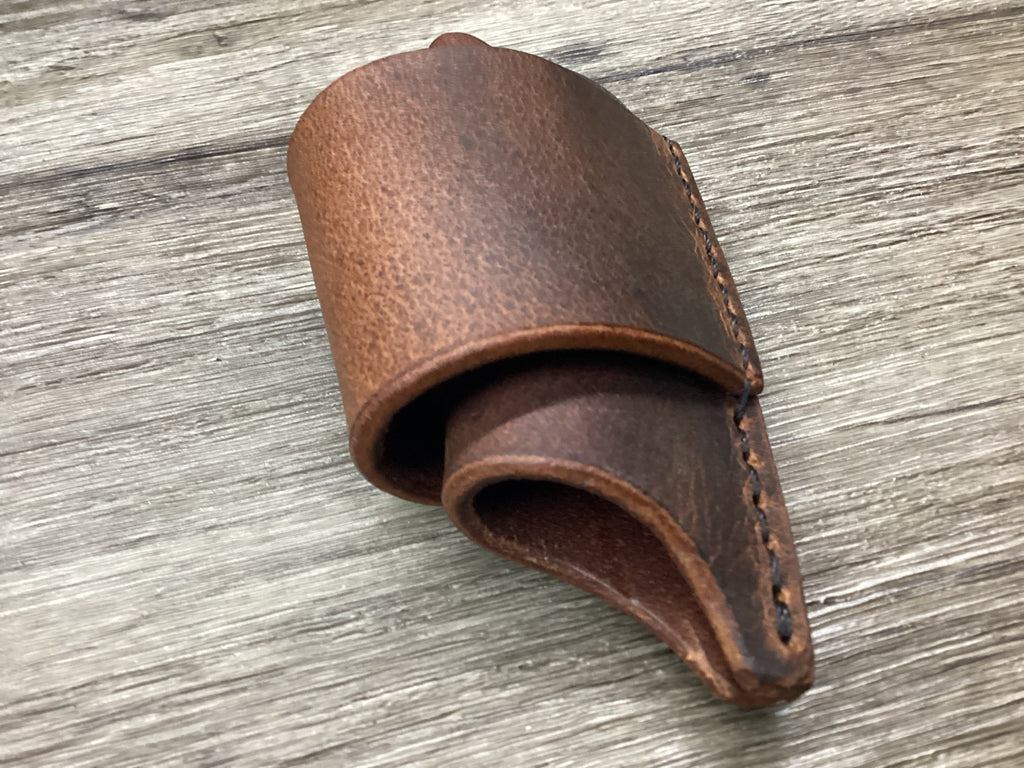 Buffalo Leather Folding Knife Sheath Trapper 4 1/8" Size(Sheath Only)