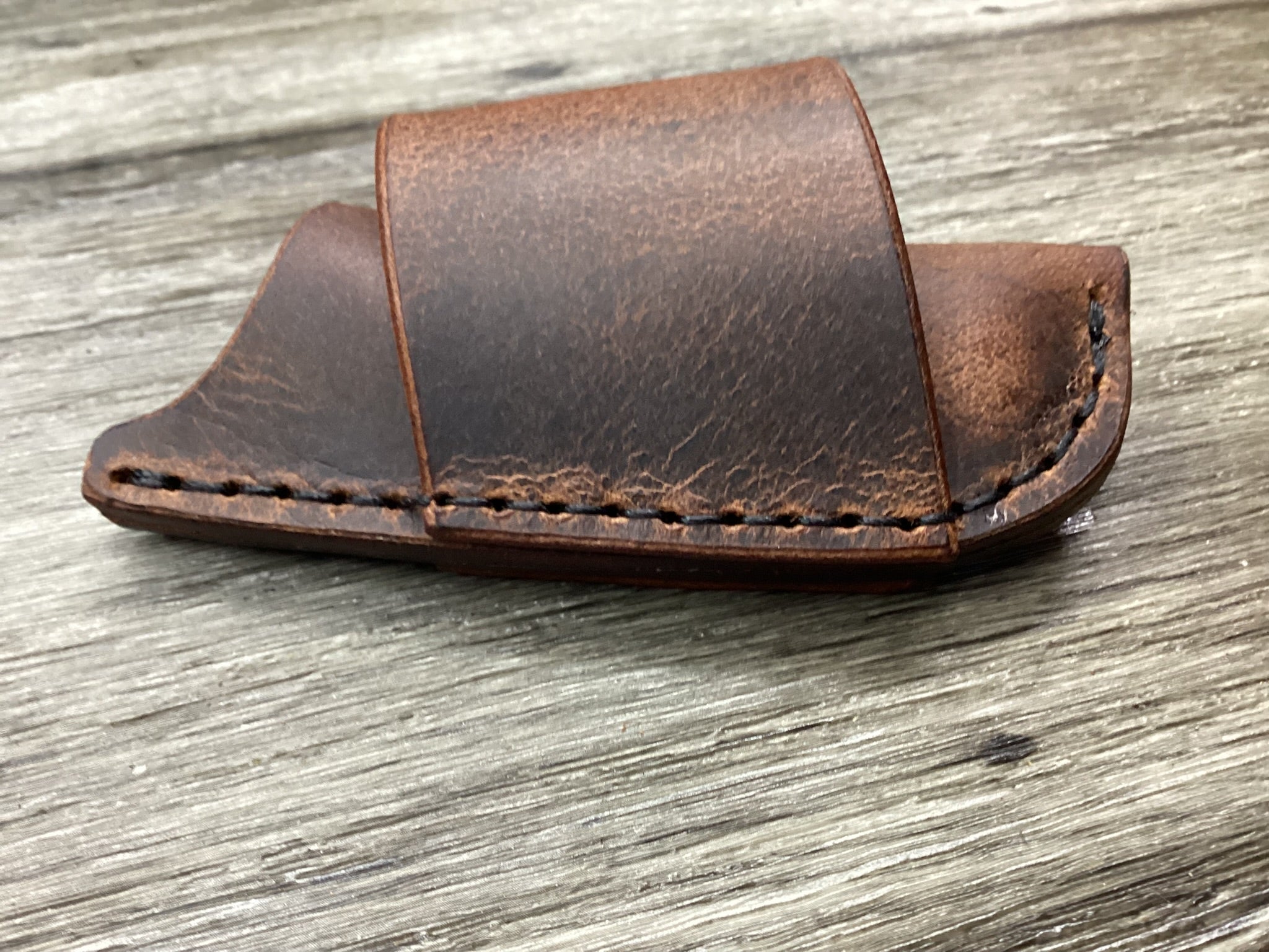 Buffalo Leather Folding Knife Sheath Trapper 4 1/8" Size(Sheath Only)