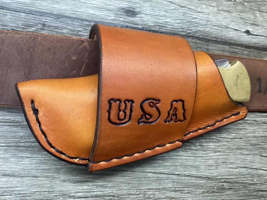 Leather Folding Knife Sheath Horizontal Buck 112 Size (Sheath Only) Left/Right