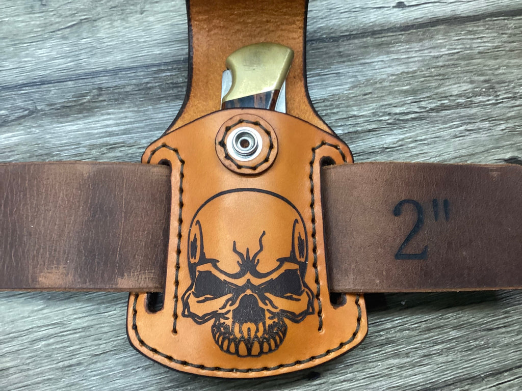 Buck 112, 110, Mp 600 Size Leather Pancake Folding Knife Sheath (Sheath Only)