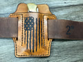 Leather Pancake Pocket Knife Sheath Handmade Buck 110, MP 600 (Sheath Only)