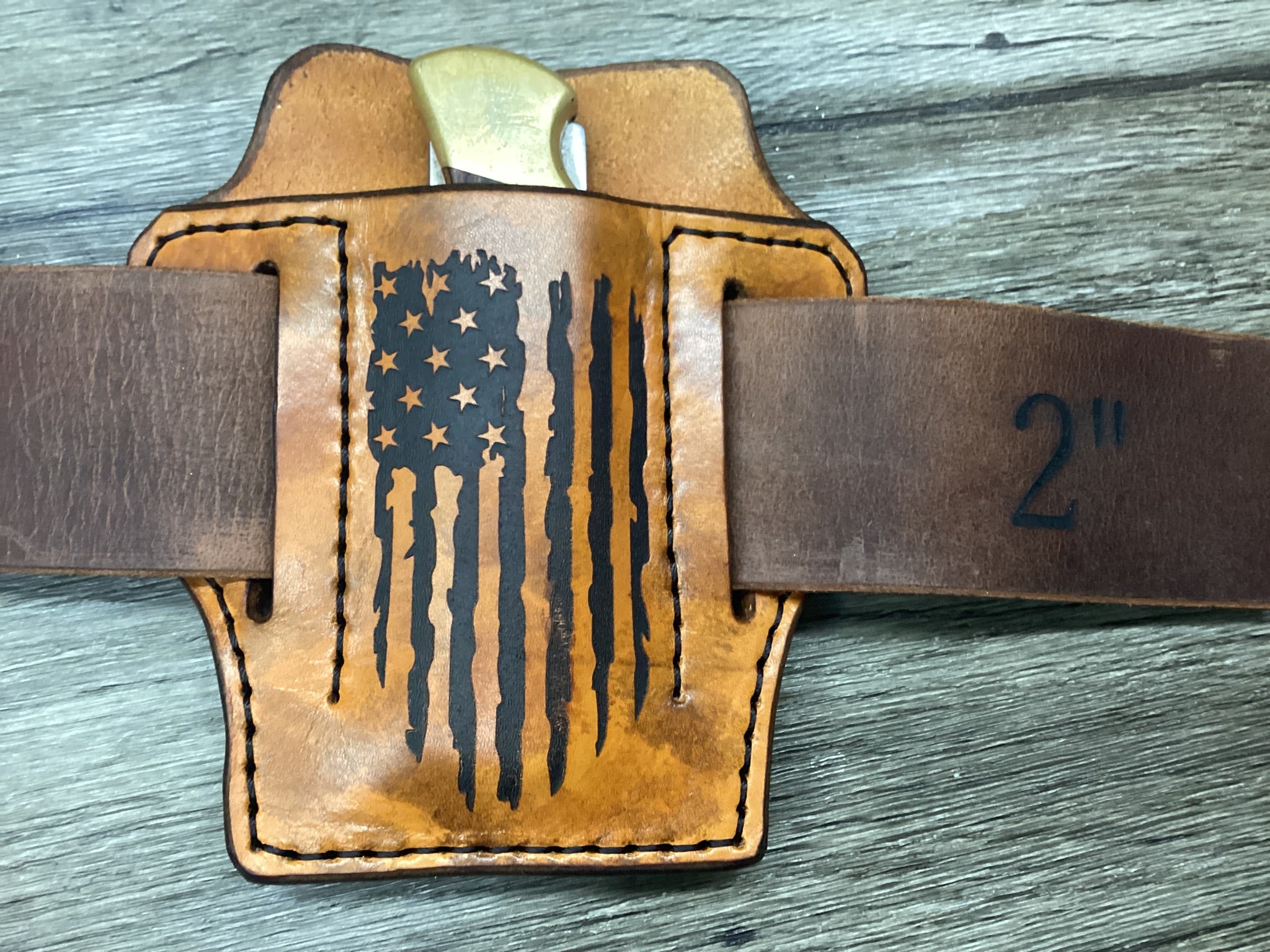 Leather Pancake Pocket Knife Sheath Handmade Buck 110, MP 600 (Sheath Only)