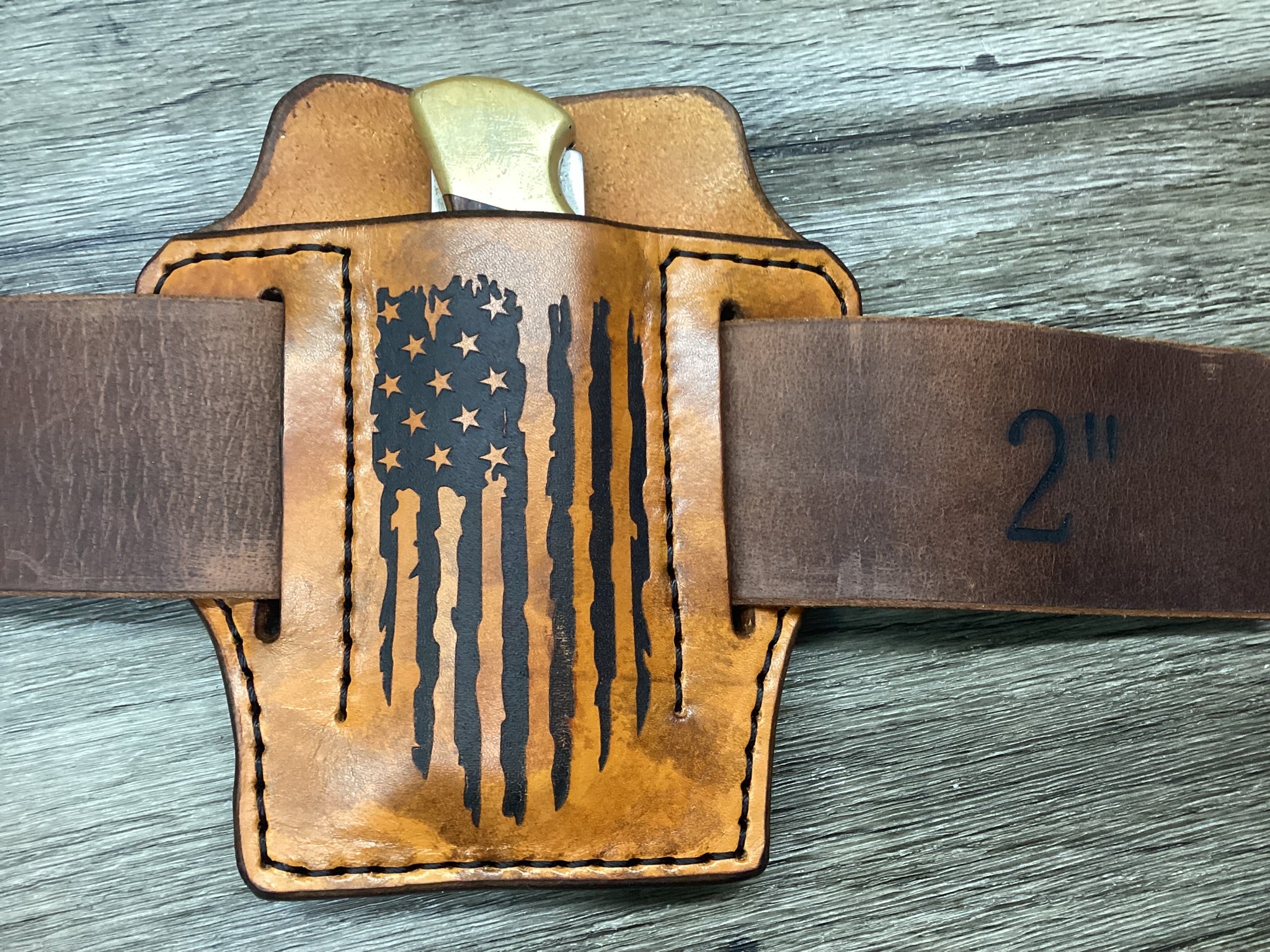 Leather Pancake Pocket Knife Sheath Handmade Buck 110, MP 600 (Sheath Only)