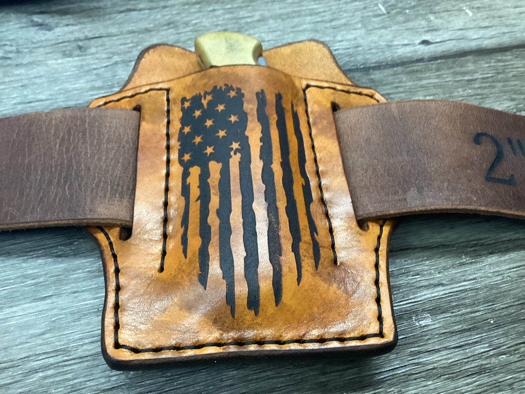 Leather holster with American flag design