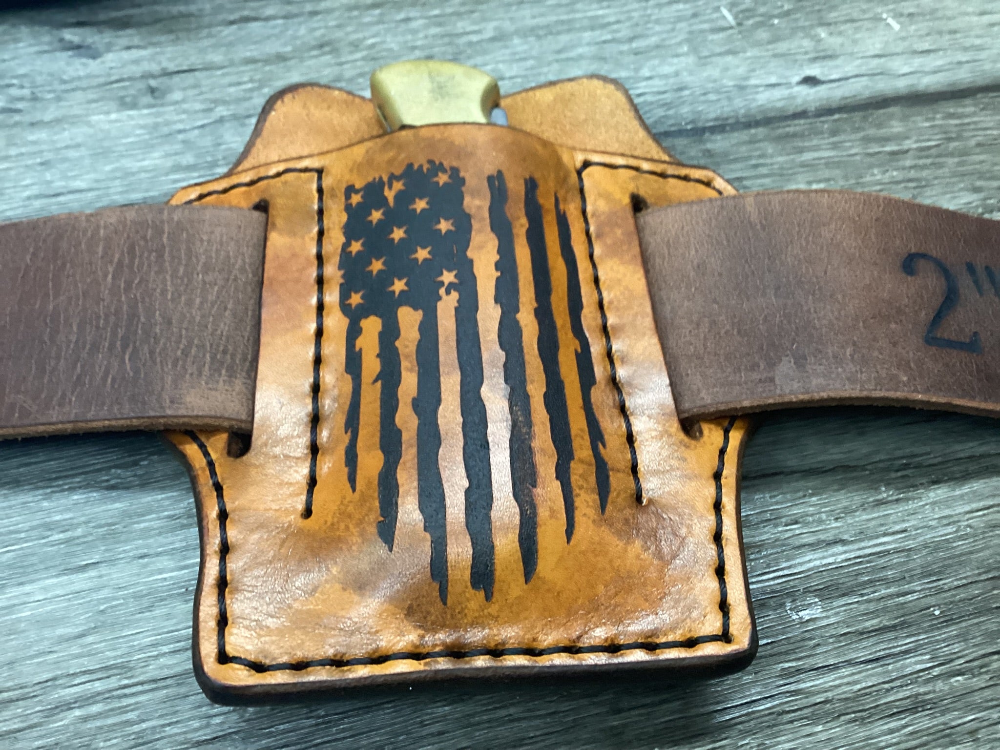 Leather holster with American flag design