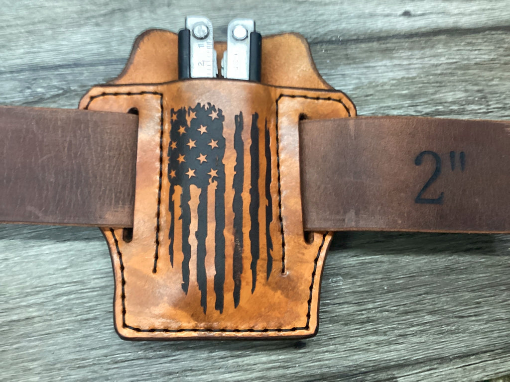 Leather holster with American flag design