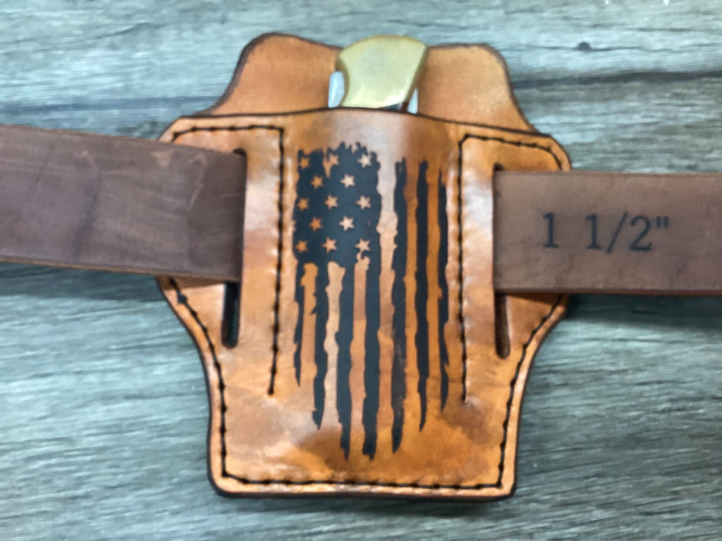 Leather holster with American flag design