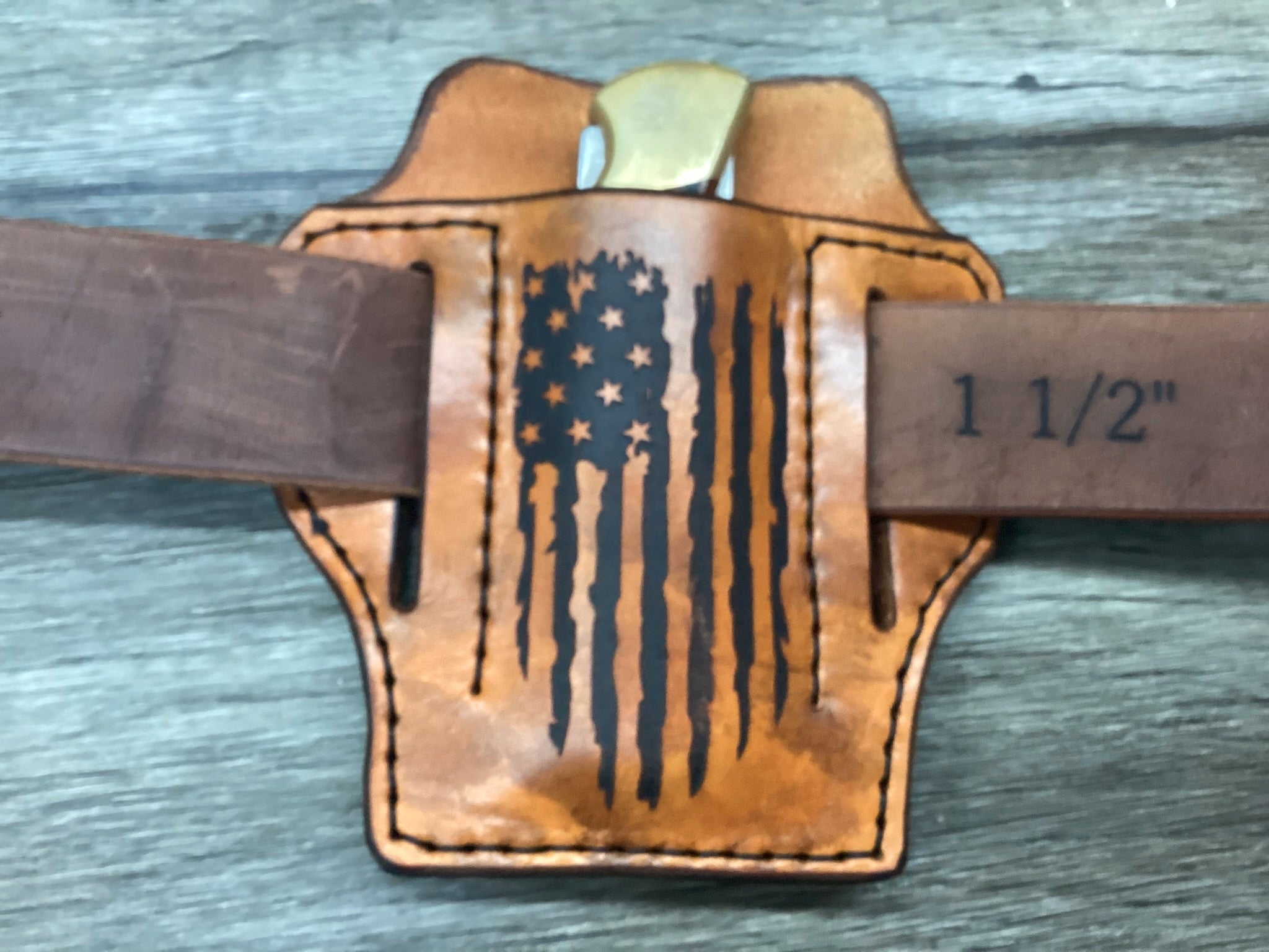 Leather holster with American flag design