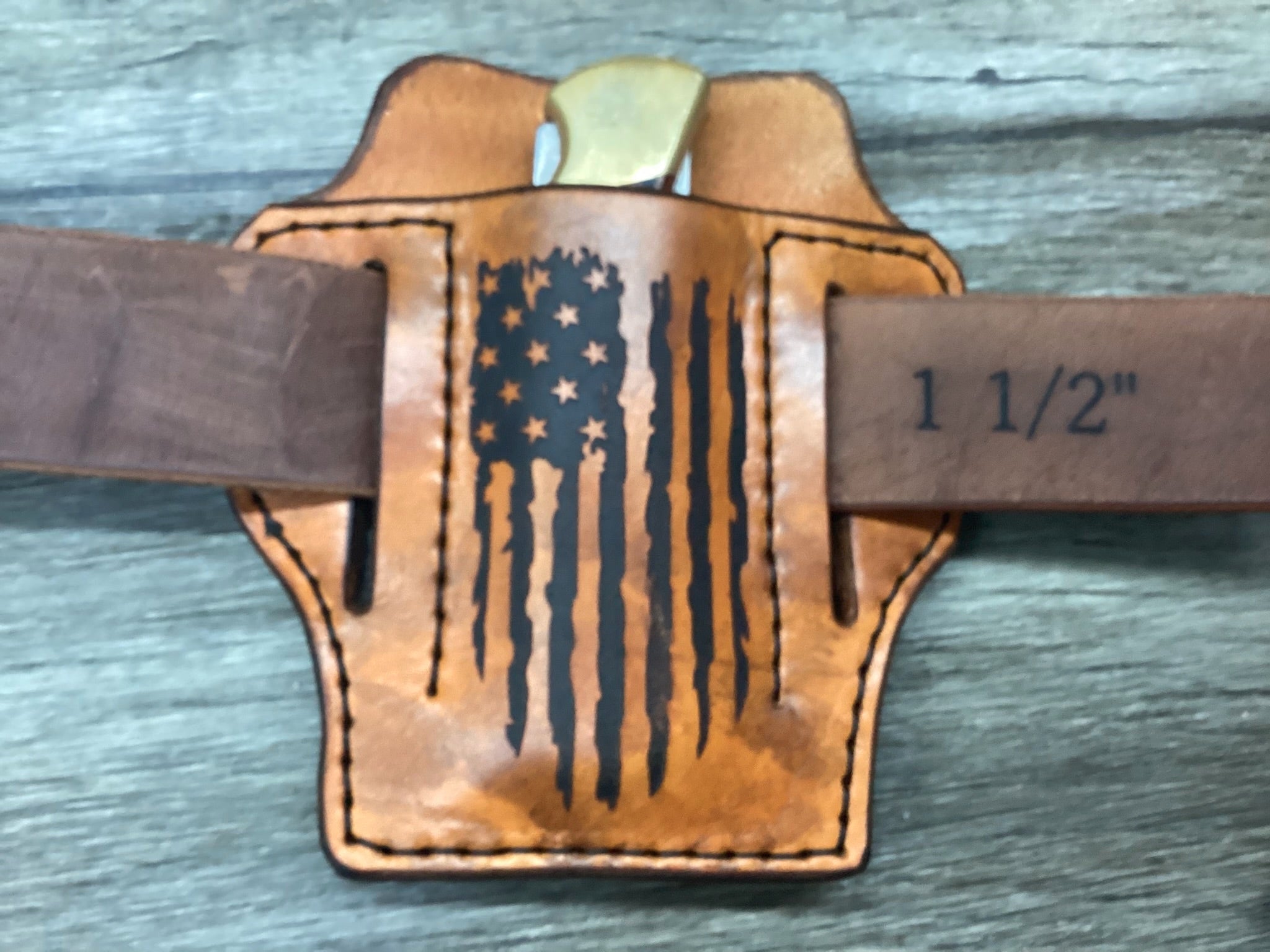 Leather holster with American flag design