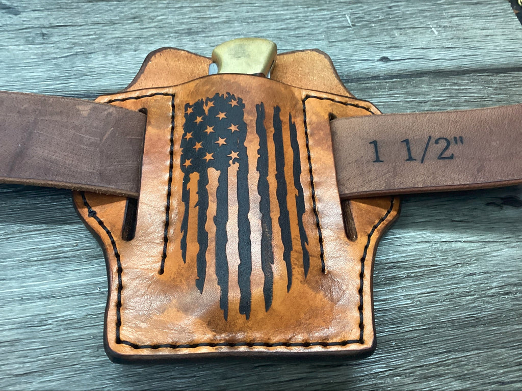 Leather holster with American flag design