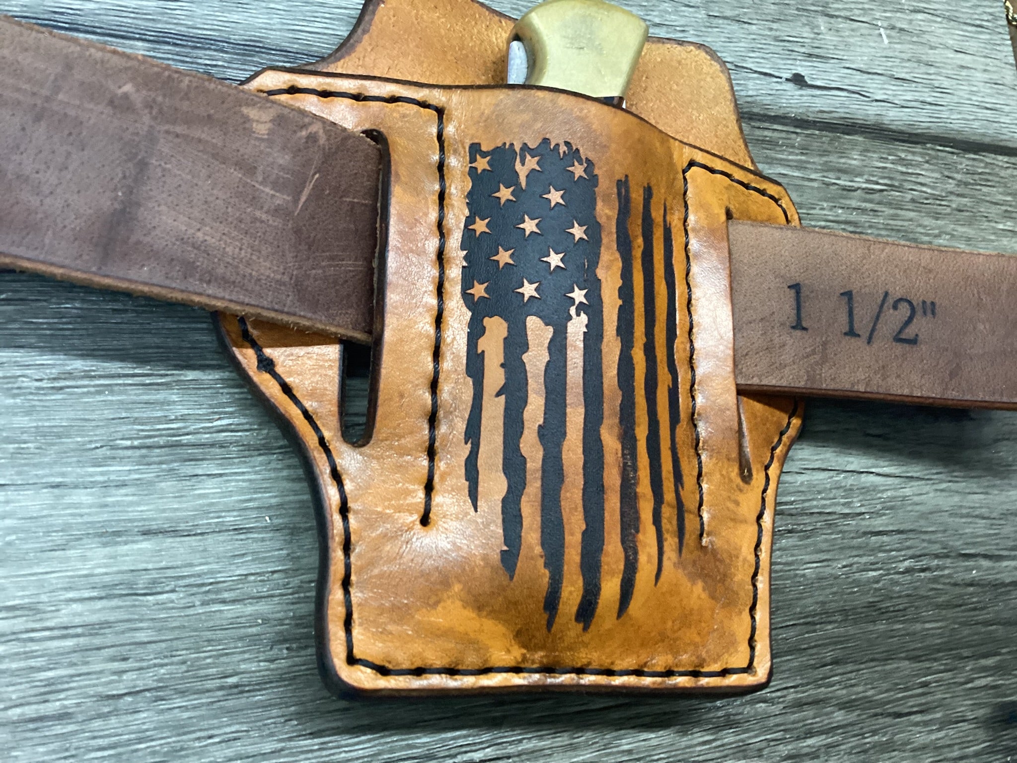Leather holster with American flag design