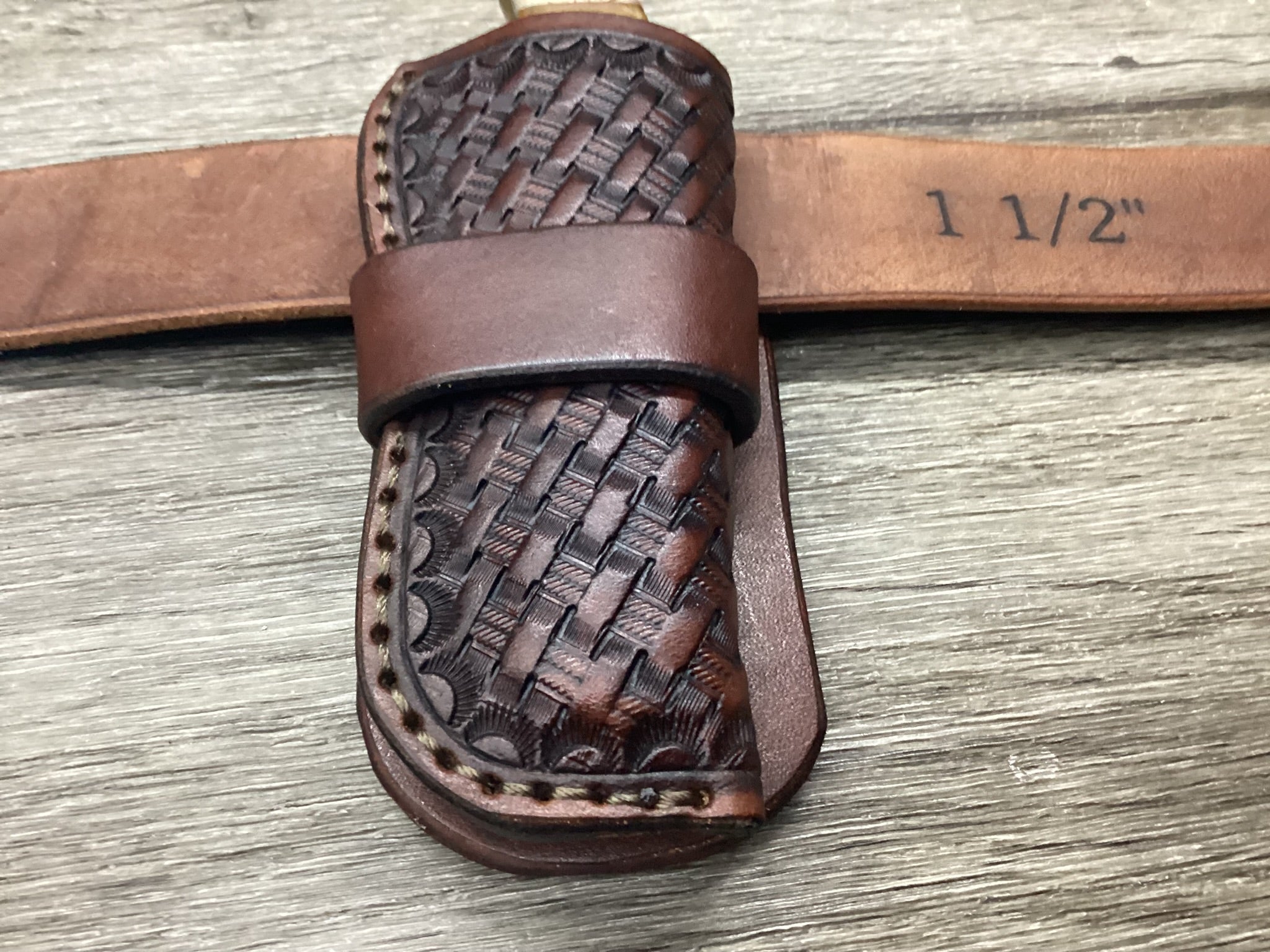 Leather Folding Knife Belt Loop Sheath Folding Hunter 5 1/4" (Sheath Only)