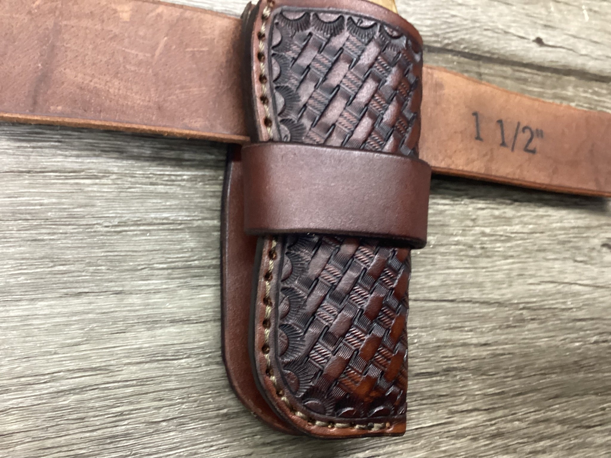 Leather Folding Knife Belt Loop Sheath Folding Hunter 5 1/4" (Sheath Only)