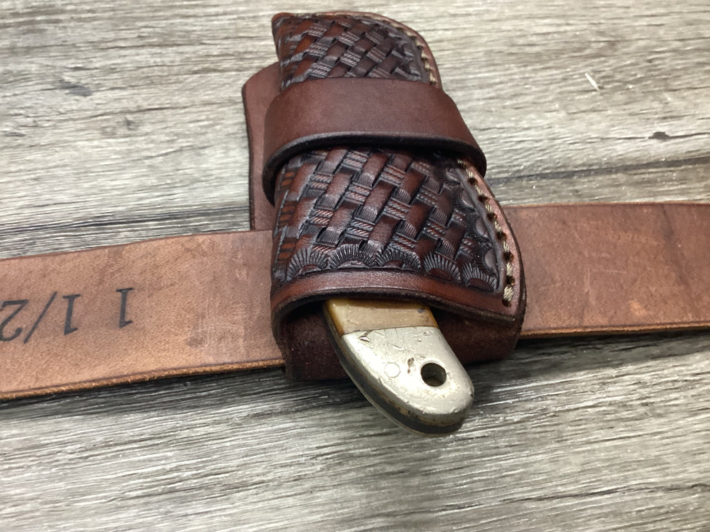 Leather Folding Knife Belt Loop Sheath Folding Hunter 5 1/4" (Sheath Only)