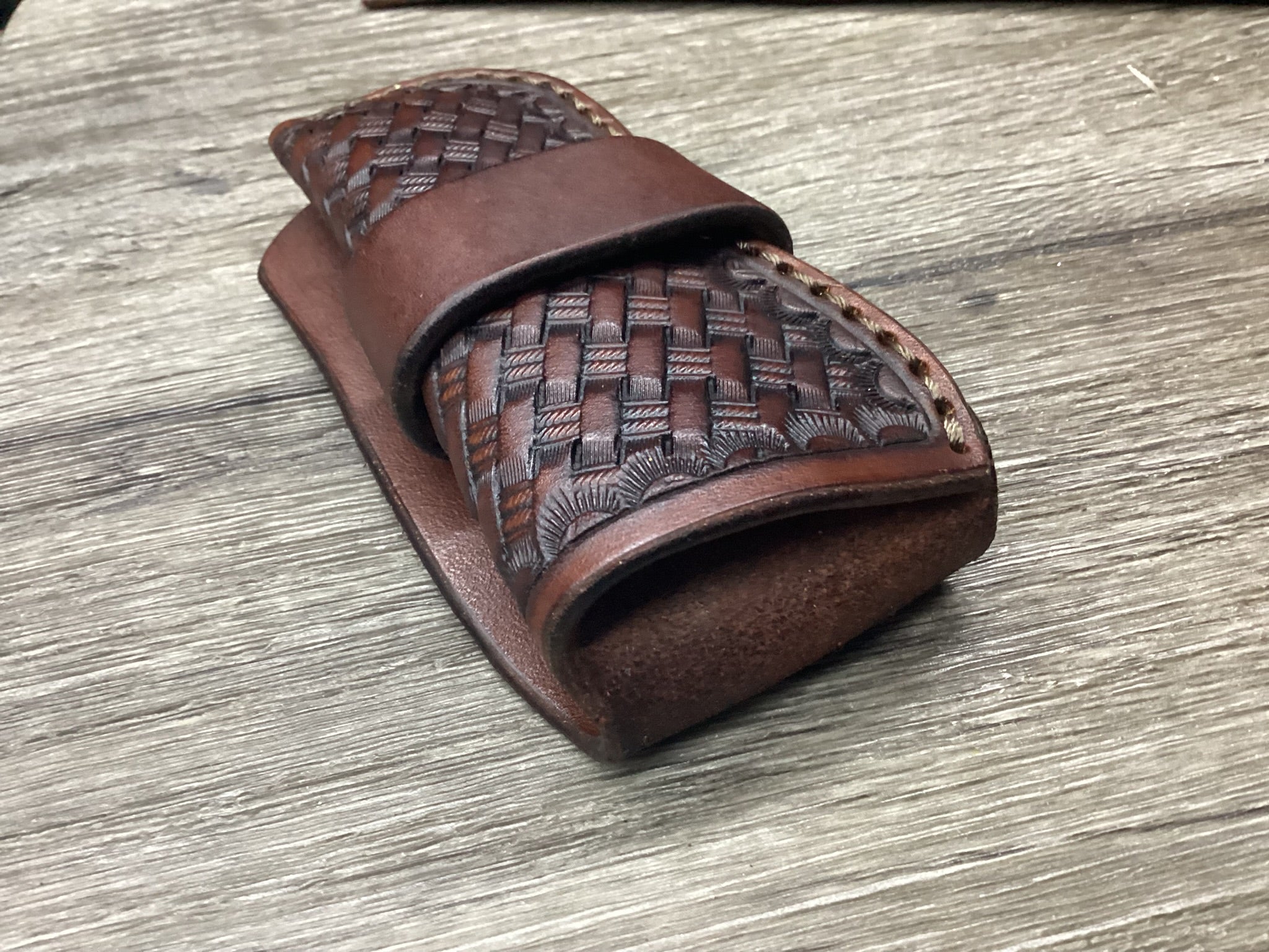Leather Folding Knife Belt Loop Sheath Folding Hunter 5 1/4" (Sheath Only)