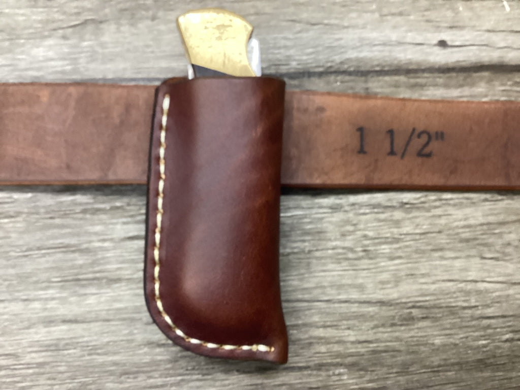 Leather Folding Pocket Knife Sheath Buck 112 Size (Sheath Only)