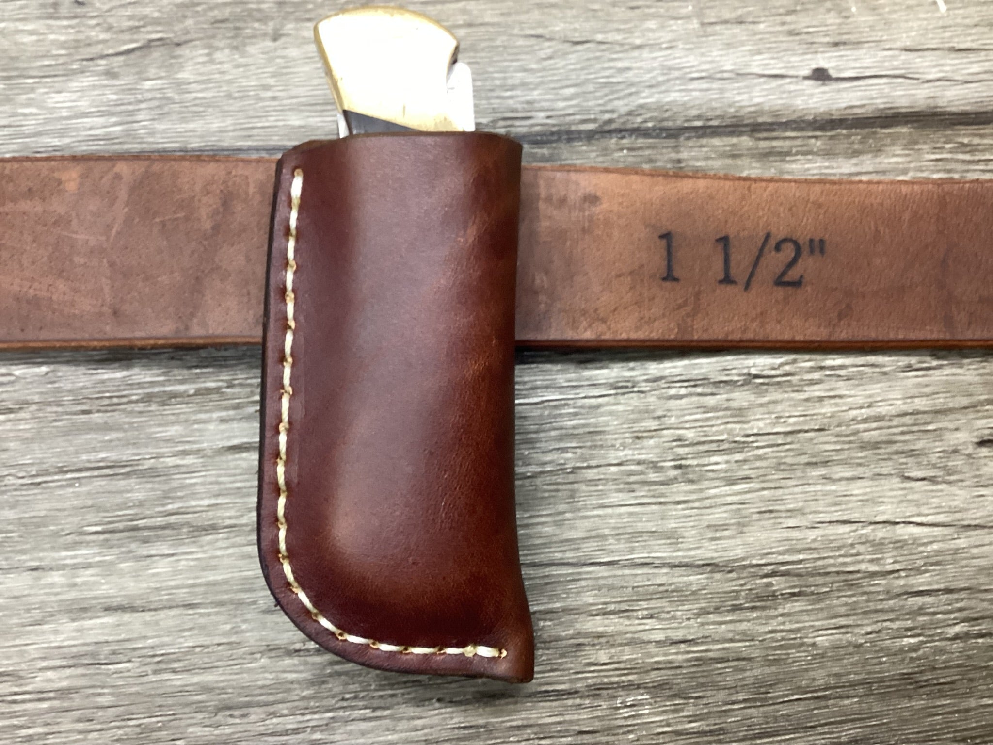 Leather Folding Pocket Knife Sheath Buck 112 Size (Sheath Only)