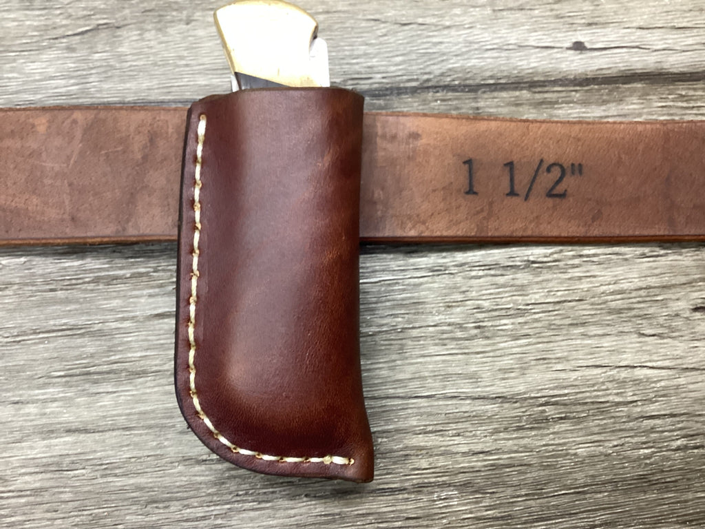 Leather Folding Pocket Knife Sheath Buck 112 Size (Sheath Only)