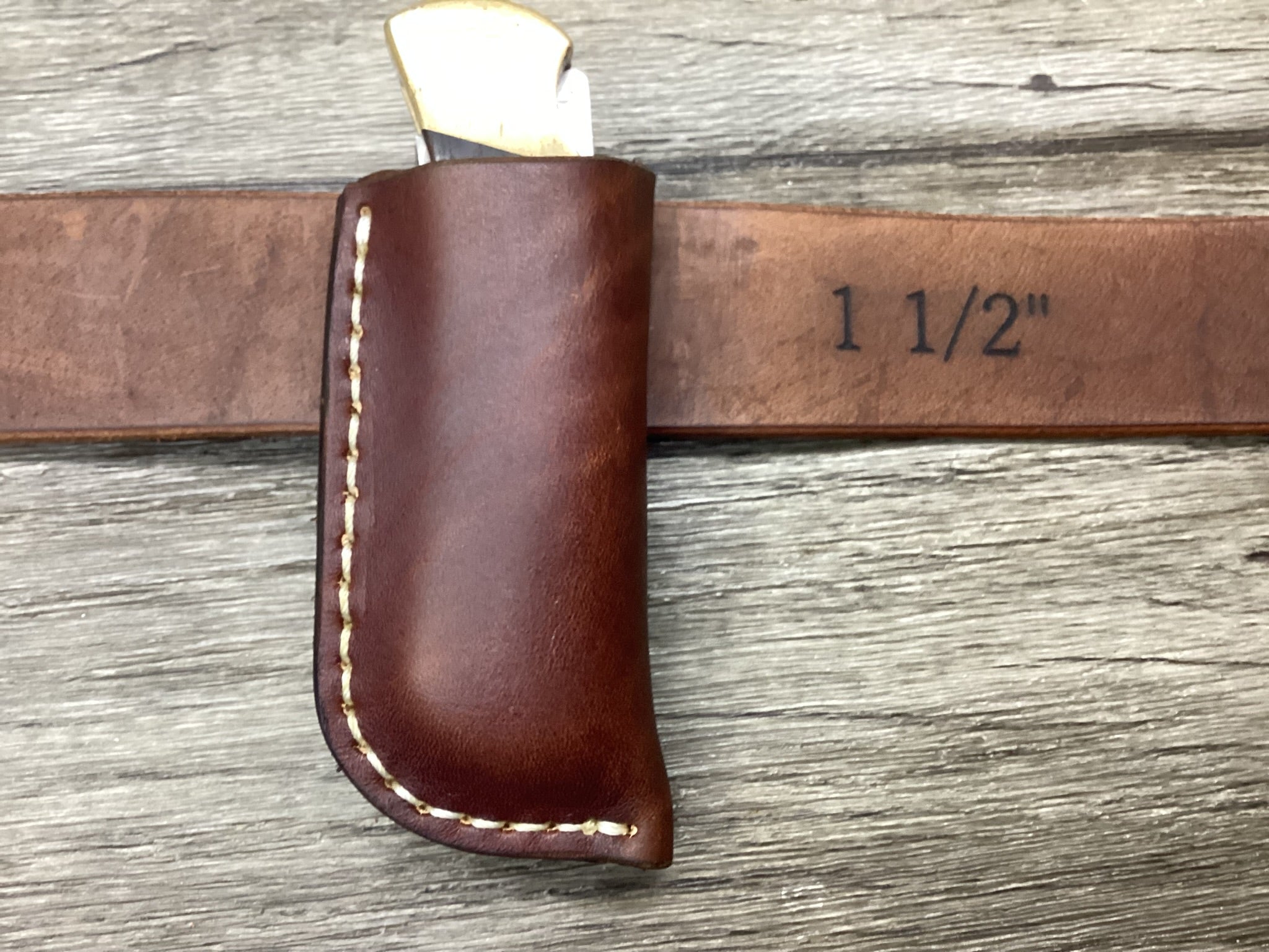 Leather Folding Pocket Knife Sheath Buck 112 Size (Sheath Only)