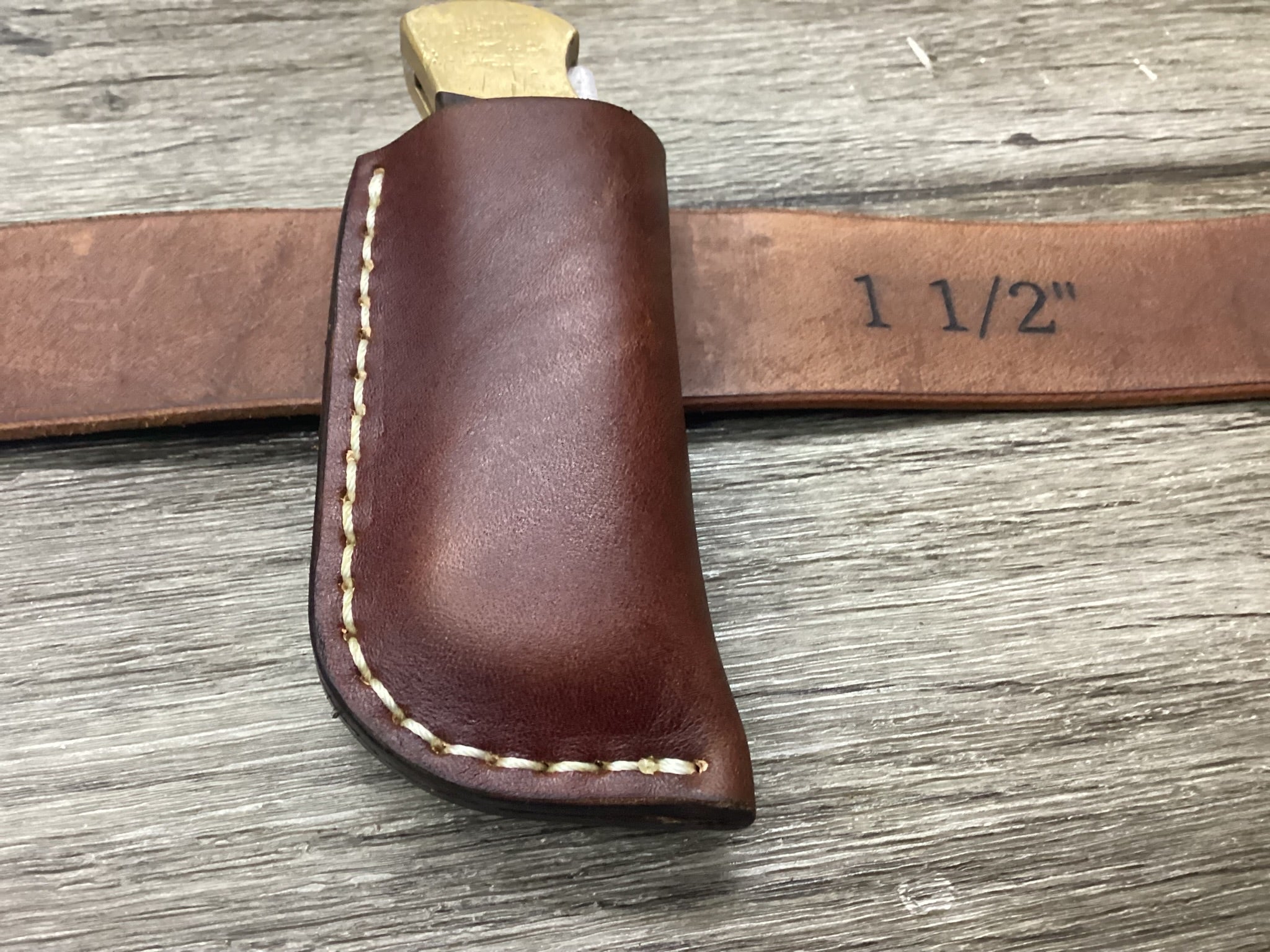 Leather Folding Pocket Knife Sheath Buck 112 Size (Sheath Only)