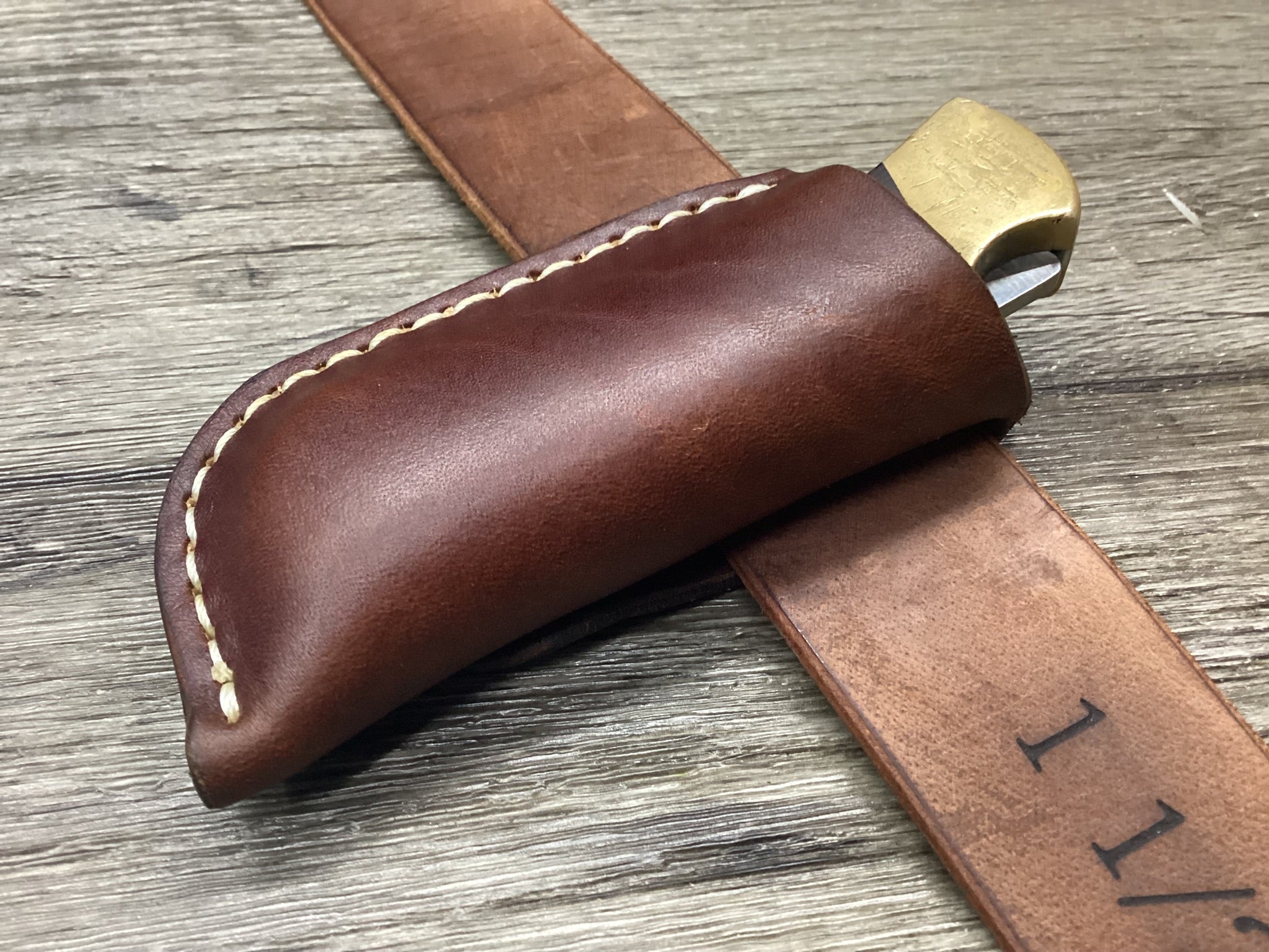Leather Folding Pocket Knife Sheath Buck 112 Size (Sheath Only)