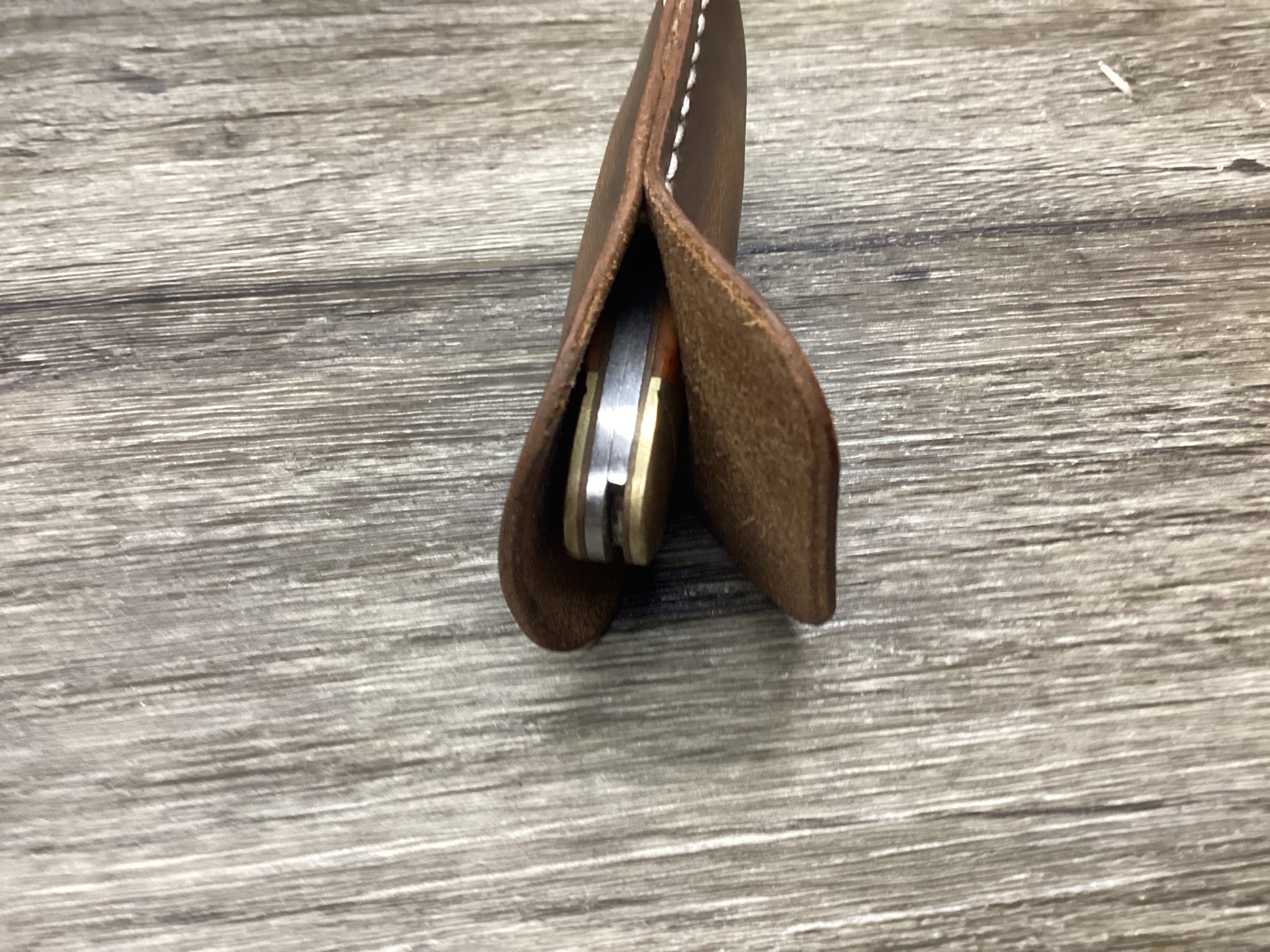 Buffalo Leather Pocket Knife Slip Canoe 3 5/8" Size, (Sheath Only)