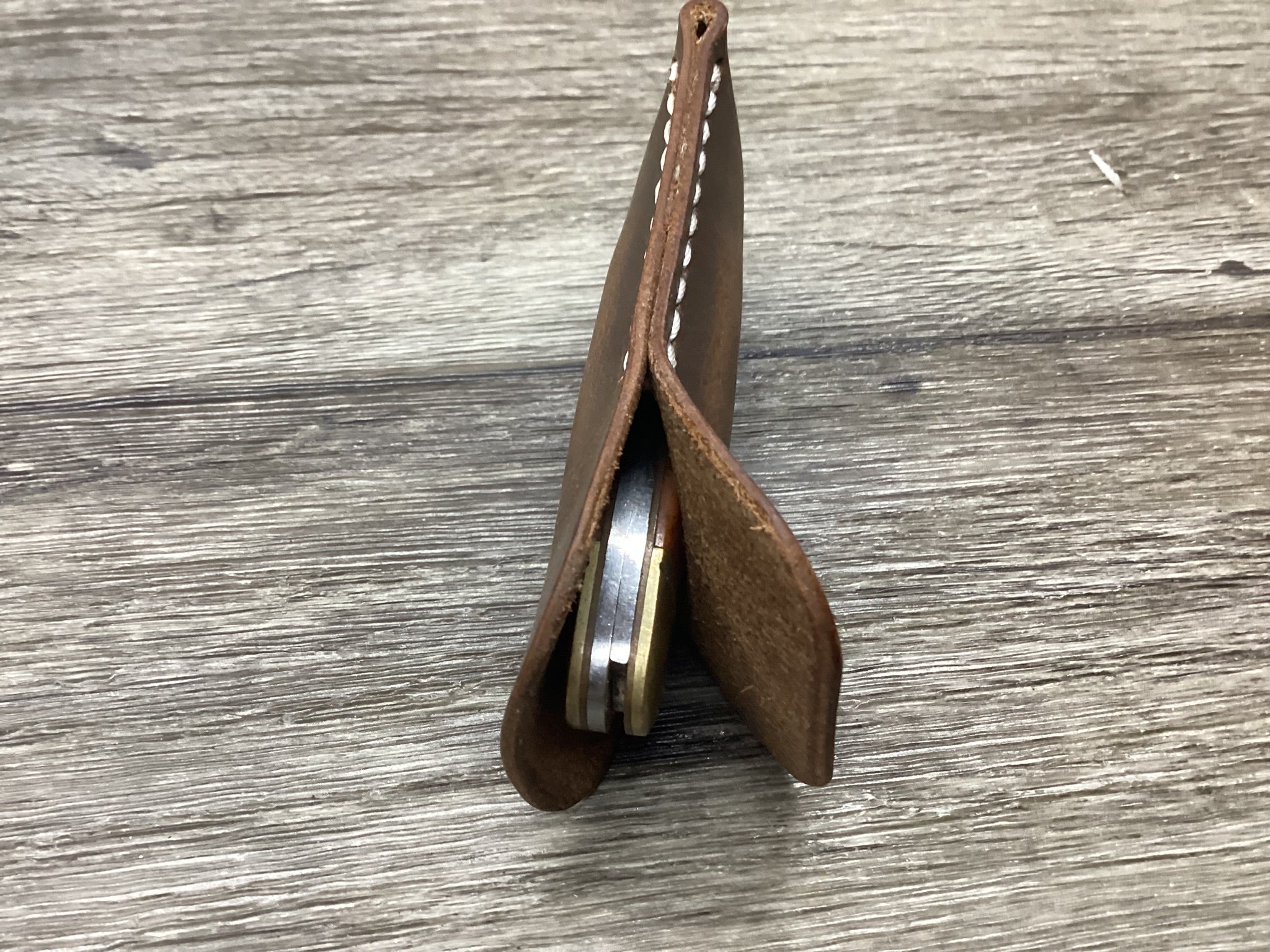 Buffalo Leather Pocket Knife Slip Canoe 3 5/8" Size, (Sheath Only)