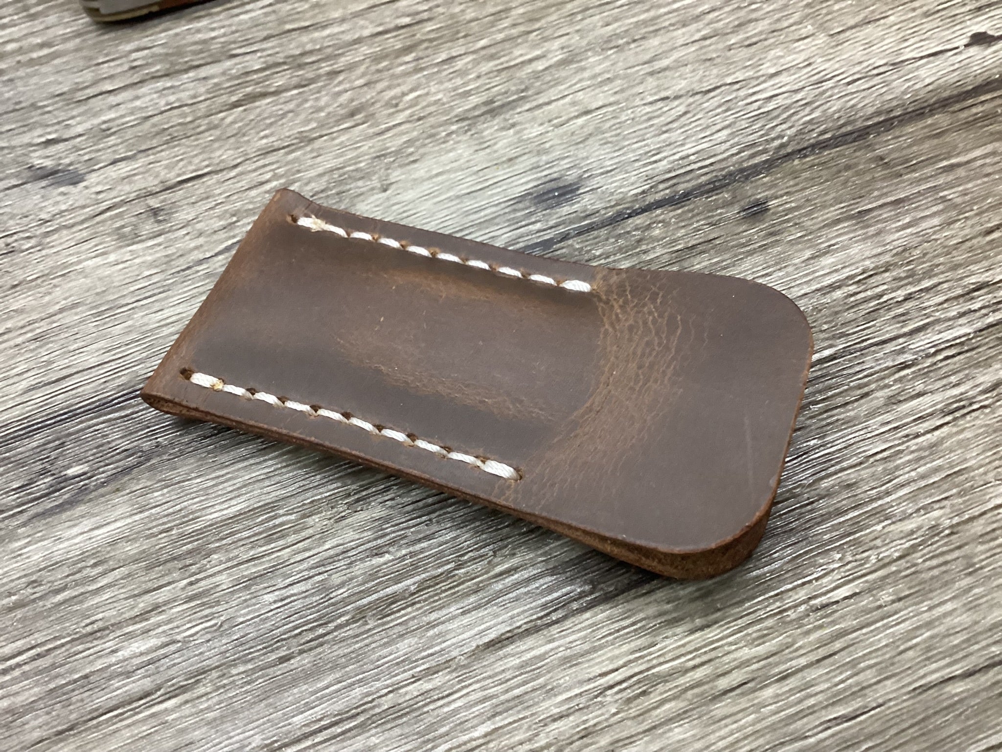Buffalo Leather Pocket Knife Slip Canoe 3 5/8" Size, (Sheath Only)
