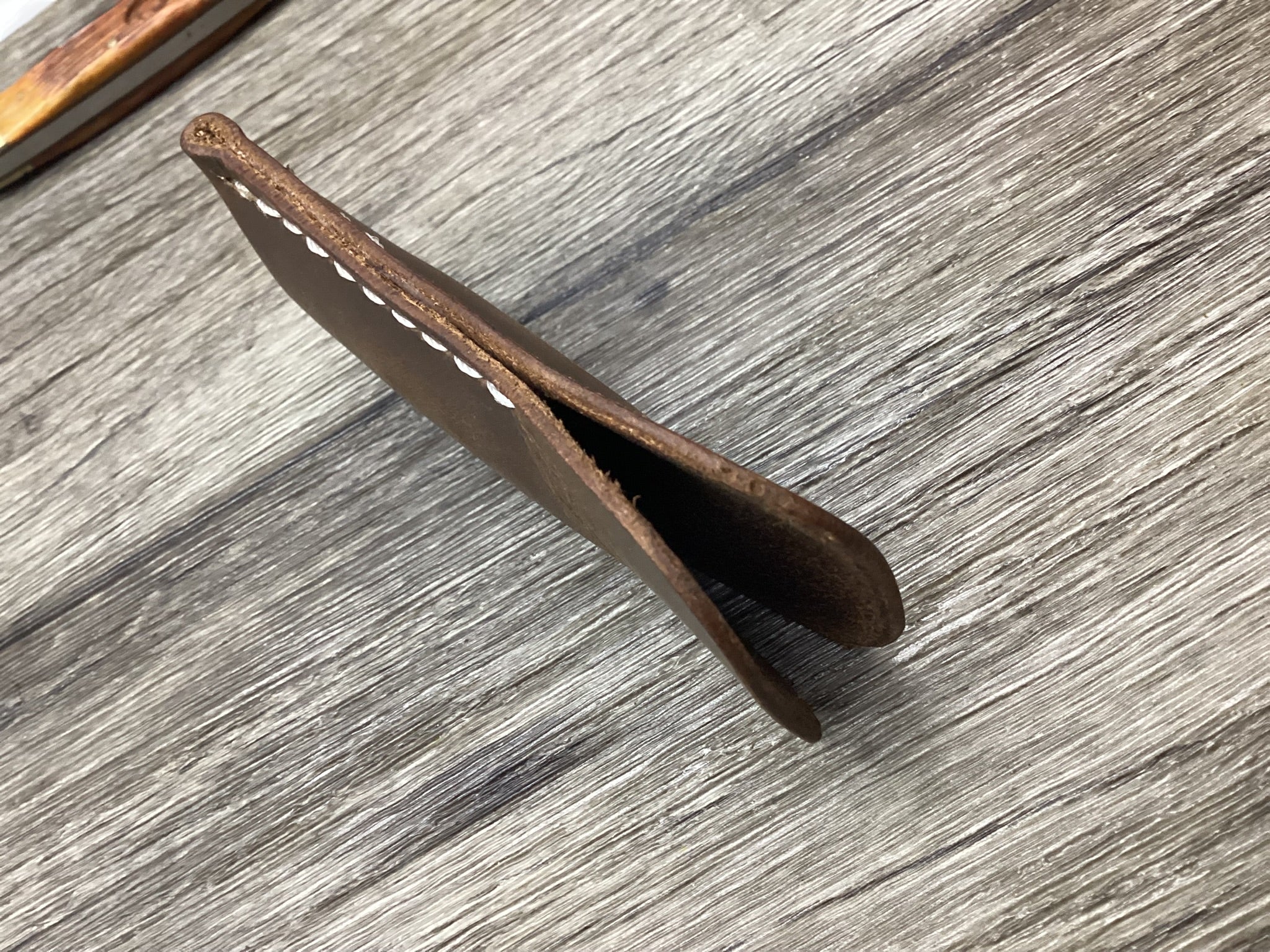 Buffalo Leather Pocket Knife Slip Canoe 3 5/8" Size, (Sheath Only)