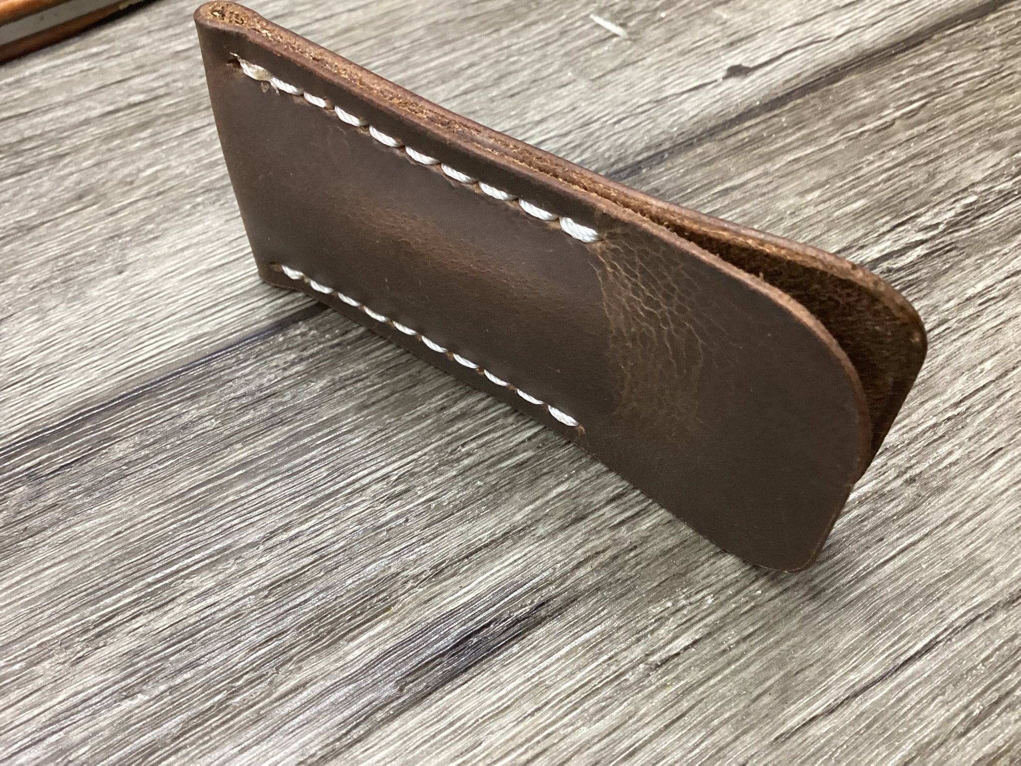 Buffalo Leather Pocket Knife Slip Canoe 3 5/8" Size, (Sheath Only)