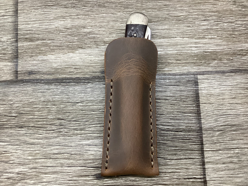 Buffalo Leather Pocket Knife Slip Trapper 4 1/8" Size (Sheath Only)